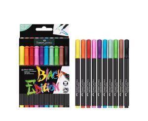 New in box Faber-Castell Black Edition felt tip pen with soft brush nib 10 count